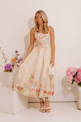Lovely Blooms Floral Eyelet Midi Dress