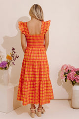 Sunburst Chic Gingham Midi Dress