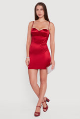 Satin Sleeveless Sweetheart Bustier Dress