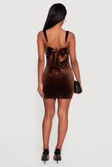 Velvet Bow Detail Tie Back Mini Dress