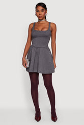 Scuba Square Neck Open Back Corset Skater Dress