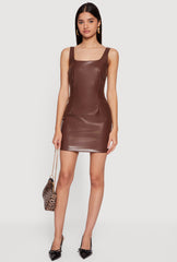 Faux Leather Zip Back Bodycon Mini Dress