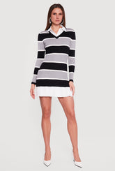 Striped Layered Look Sweater Dress