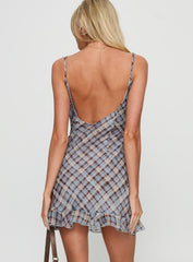 Milada Frill Hem Mini Dress Blue Multi