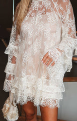 Joelle Mini Dress ~ Dainty White Lace