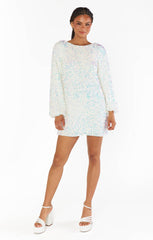 Clarabelle Dress ~ White Sparkle Sequins