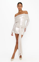 Vanessa Mini Dress ~ White Shimmer Knit