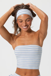 Ribbed Jersey Headband in Blue Stripe