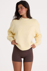 Ribbed Knit Oversized Jumper in Lemon