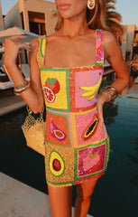 Lets Go Mini Dress ~ Fresh Fruit Embellishment