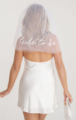 Jasmine Halter Mini Dress ~ Ivory Luxe Satin