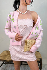 Fool For You Wool Blend Knit Cardigan (Pink Floral)