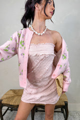 Fool For You Wool Blend Knit Cardigan (Pink Floral)