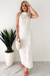 Lace Me Up In Love Lace Maxi Dress (White)