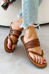 Confidence Overload Braided Thong Sandals (Brown)