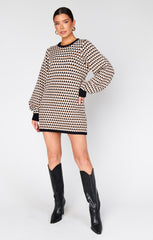 Marion Sweater Dress ~ Black Geo Knit