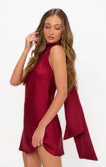 Lisa Mini Dress ~ Cranberry Luxe Satin