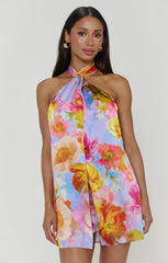 Twist Mini Dress ~ Brushed Blooms