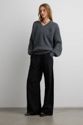 OVERSIZED RAGLAN RIBBED KNIT SWEATER