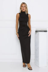 Radiant Petal Maxi Dress Black