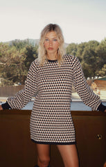 Marion Sweater Dress ~ Black Geo Knit