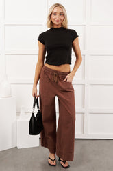 Hurley High Rise Wide Leg Mitto Shop Pants (Cocoa)