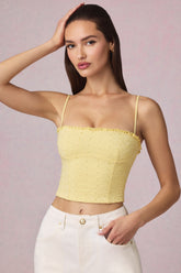 Modal Broderie Anglaise Camisole Top in Lemon Yellow