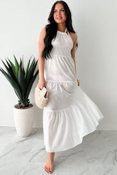 Reach To The Skies Halter Maxi Coverup Dress (Off White)
