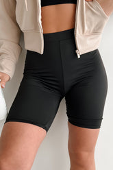 Hustle For The Muscle High Waist Biker Shorts (Black)