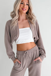Lounge Cloud Ribbed Long Sleeve Shrug (Mocha)