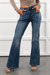 Henson High Rise Flare Mica Denim Jeans (Blue Stone)