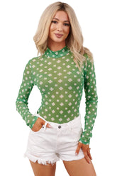 Lucky Lady NM Original Printed Mesh Bodysuit (Green/White)