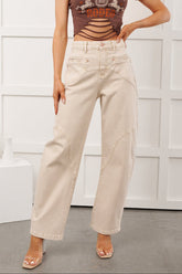Jesper Western Saige Denim Barrel Jeans (Light Beige)