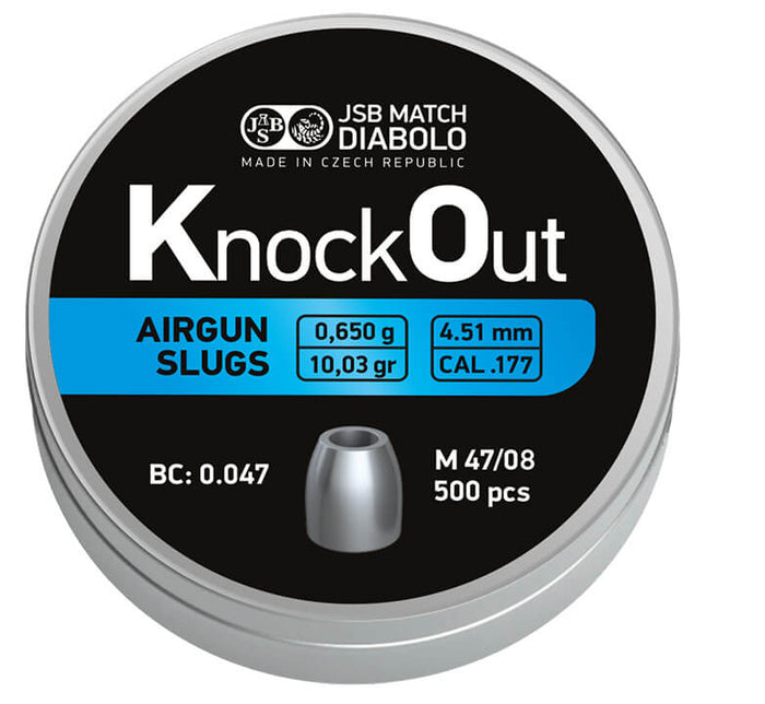 JSB KnockOut Slugs, 500 stk, 4,51 mm(.177) JSB Match Diabolo