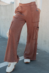 Made Ready Wide Leg Cargo Sweatpants (Chestnut)