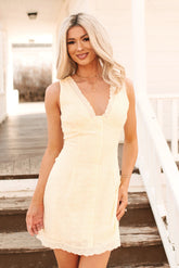 Delicate Days Eyelet Lace Cotton Mini Dress (Butter)