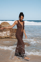 Asplie Knit Maxi Skirt - Espresso