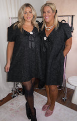 Jeanette Dress ~ Black Blooms Jacquard