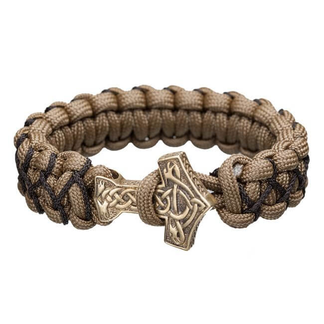 Nordisk stil Thor's Hammer armbånd med paracord og Mjølner vedhæng.