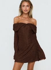 Colettie Long Sleeve Mini Dress Chocolate