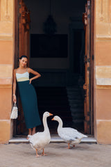 Ocean Mist Colorblock Linen Hailey Maxi Dress