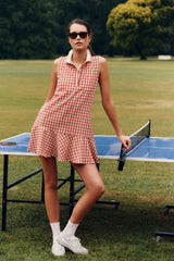 Clay Gingham Sleeveless Performance Seersucker May Golf Dress