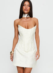 Pearla Strapless Scarf Mini Dress Ivory