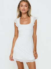 Auroraah Frill Mini Dress White