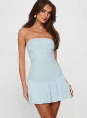 Envie Strapless Mini Dress Blue