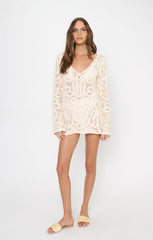 Anywhere Mini Dress ~ White Sand Crochet