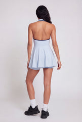 Contrast Trim Halter Tennis Dress with Shorts Lining