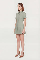 Poplin Short Sleeve Skater Shirt Dress