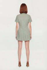 Poplin Short Sleeve Skater Shirt Dress