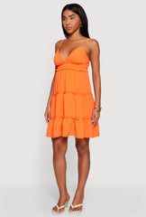 Crepe Knit V Neck Tiered Dress